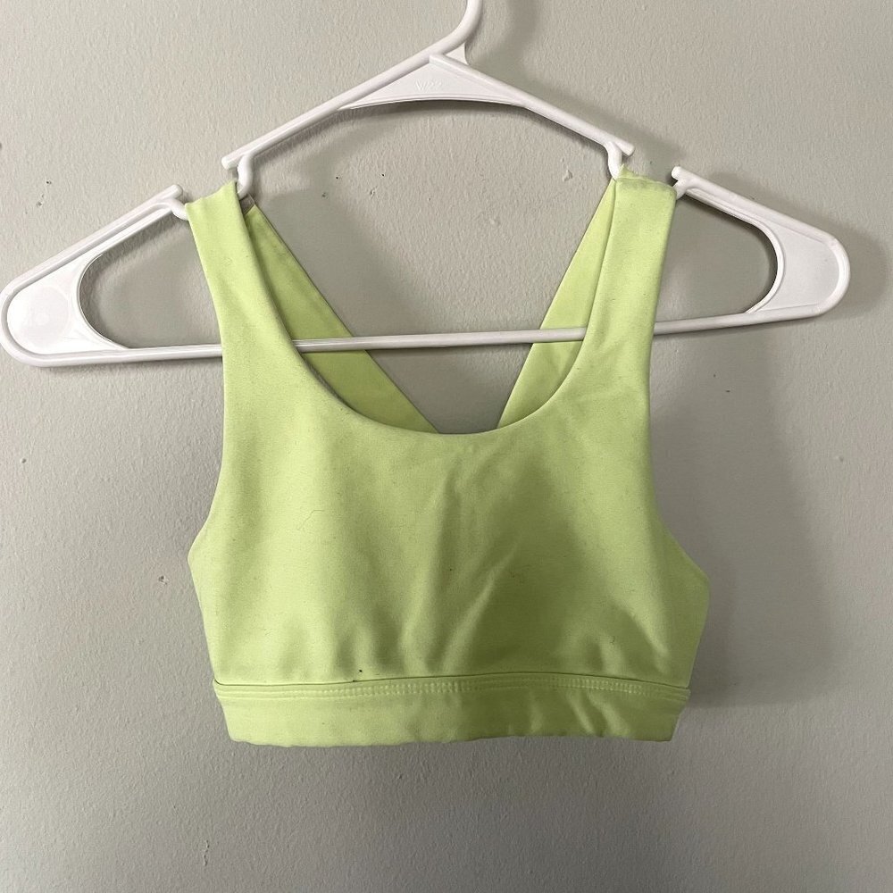 Old Navy Active bright neon yellow sports bra comfortable supportive size medium